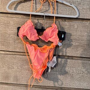 Lovers + Friends Bright Pink with Orange Bikini